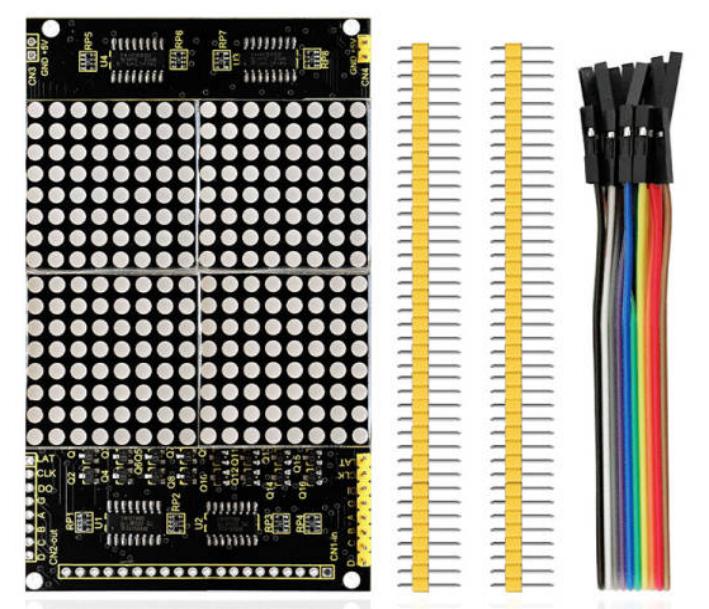 [KS0262] keyestudio 16.*16 dot matrix +2pcs Pin header +dupont line