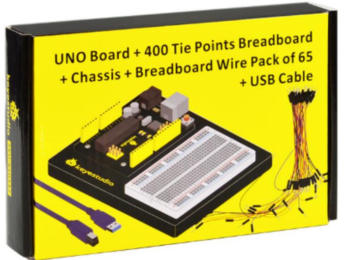 [KS0337] Keyestudio UNO motherboard +400 hole breadboard (without packaging) + experimental tray + 65 bread lines + USB cable