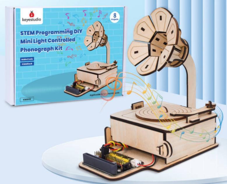 [B0106] +KS080 STEM Programming DIY Mini Light controlled Phonograph Kit (with micro bit board)